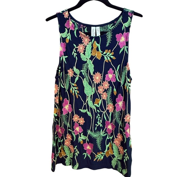 By Anthropologie Tops - Meadow Rue Anthropologie Embroidered Floral‎ Top Blue Green Size M